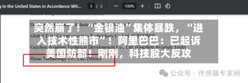 突然崩了！“金银油”集体暴跌，“进入技术性熊市”！阿里巴巴：已起诉美国防部！刚刚，科技股大反攻-第2张图片