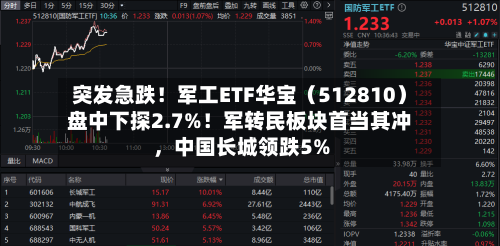 突发急跌！军工ETF华宝（512810）盘中下探2.7%！军转民板块首当其冲，中国长城领跌5%-第3张图片