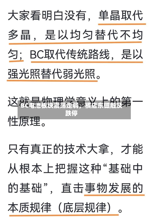 BC电池板块震荡走弱，横店东磁触及跌停-第2张图片