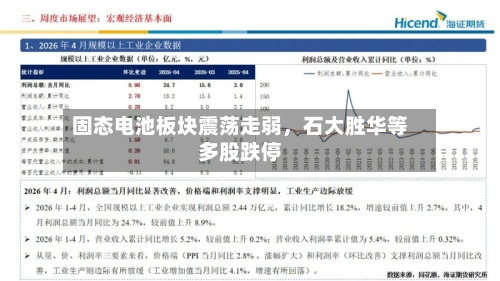 固态电池板块震荡走弱,石大胜华等多股跌停